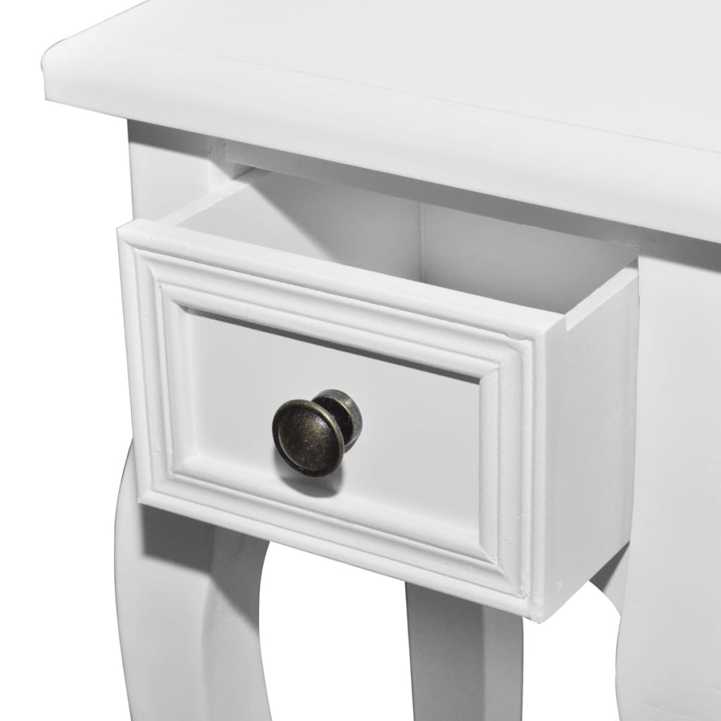 vidaXL Stohovateľné príručné stolíky, 2 kusy so zásuvkou, biele