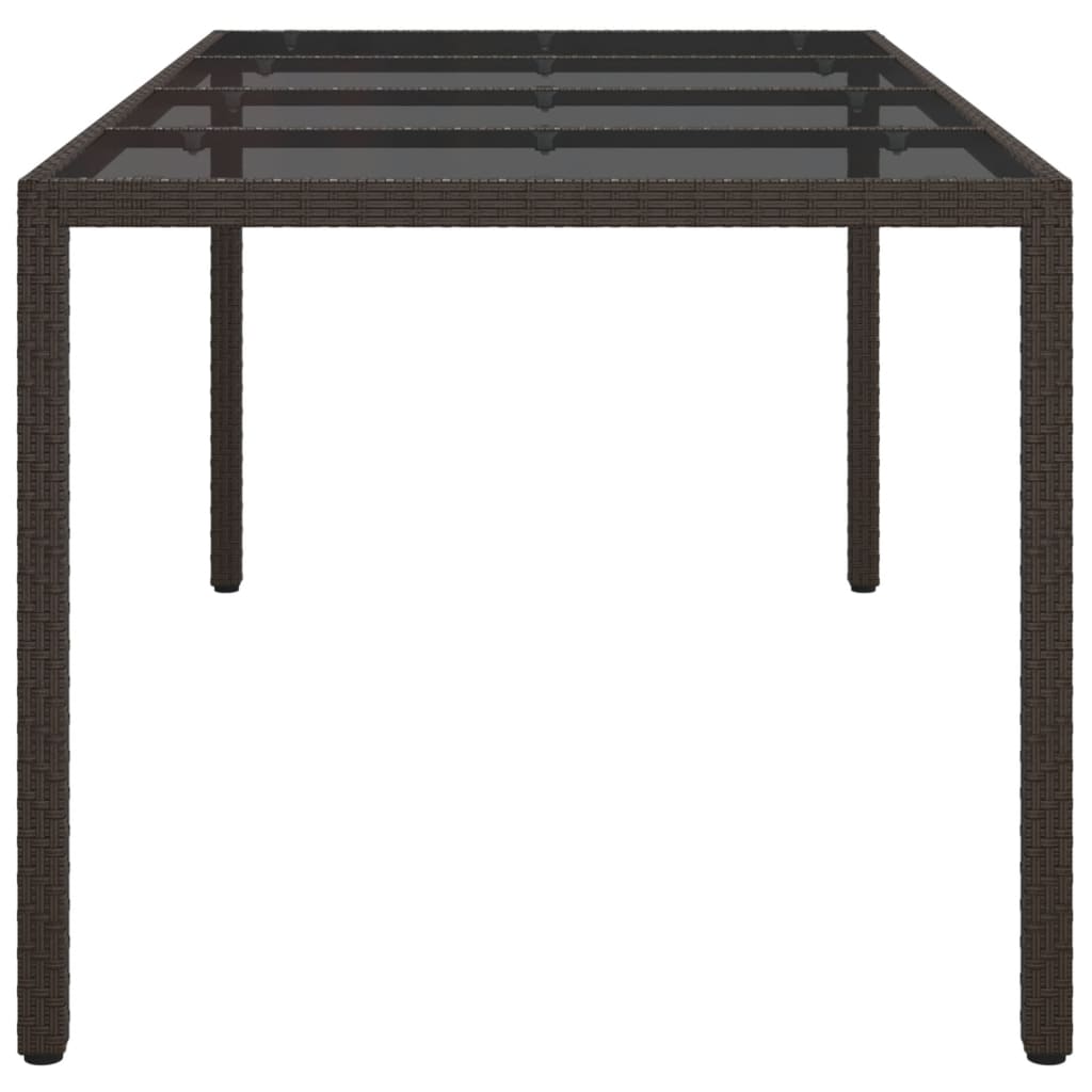 vidaXL Záhradný stôl hnedý 190x90x75 cm tvrdené sklo a polyratan