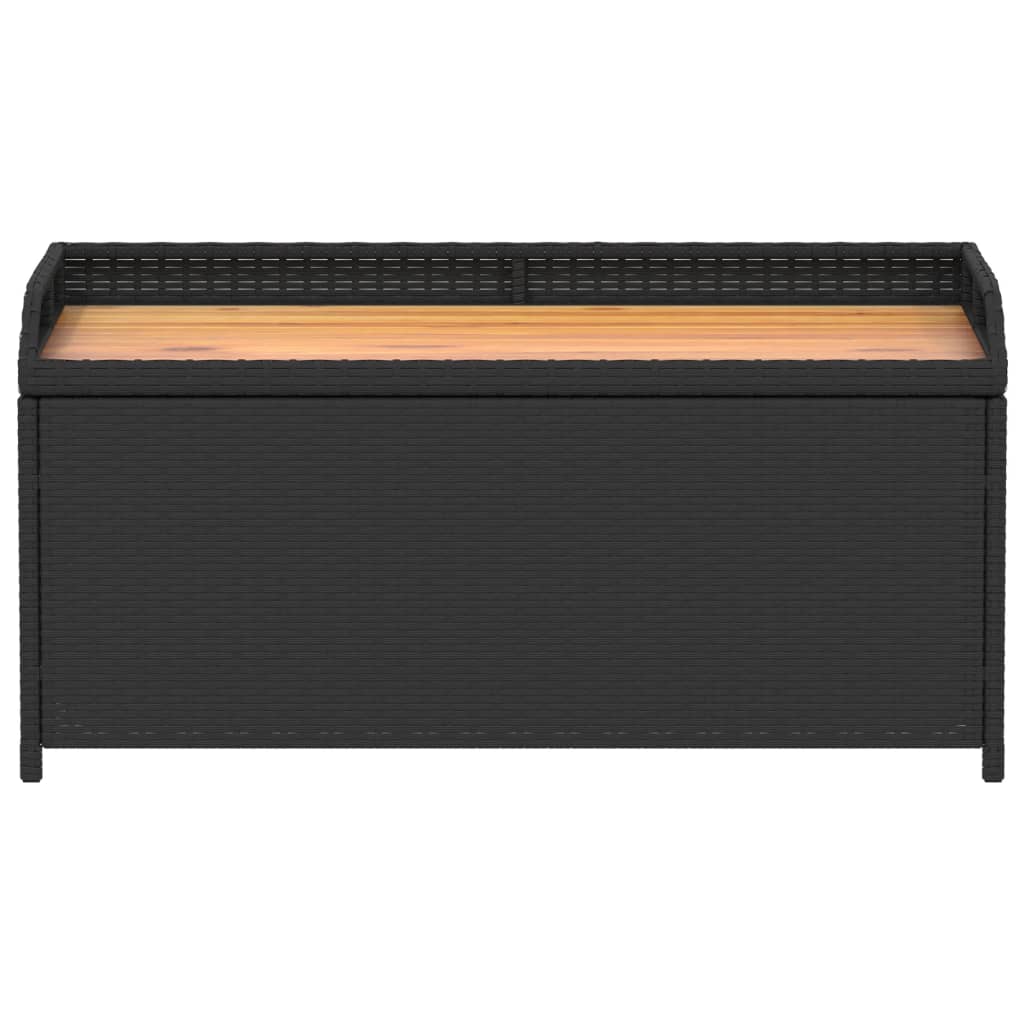 vidaXL Úložná lavica čierna 100x50x52 cm polyratan a akáciové drevo