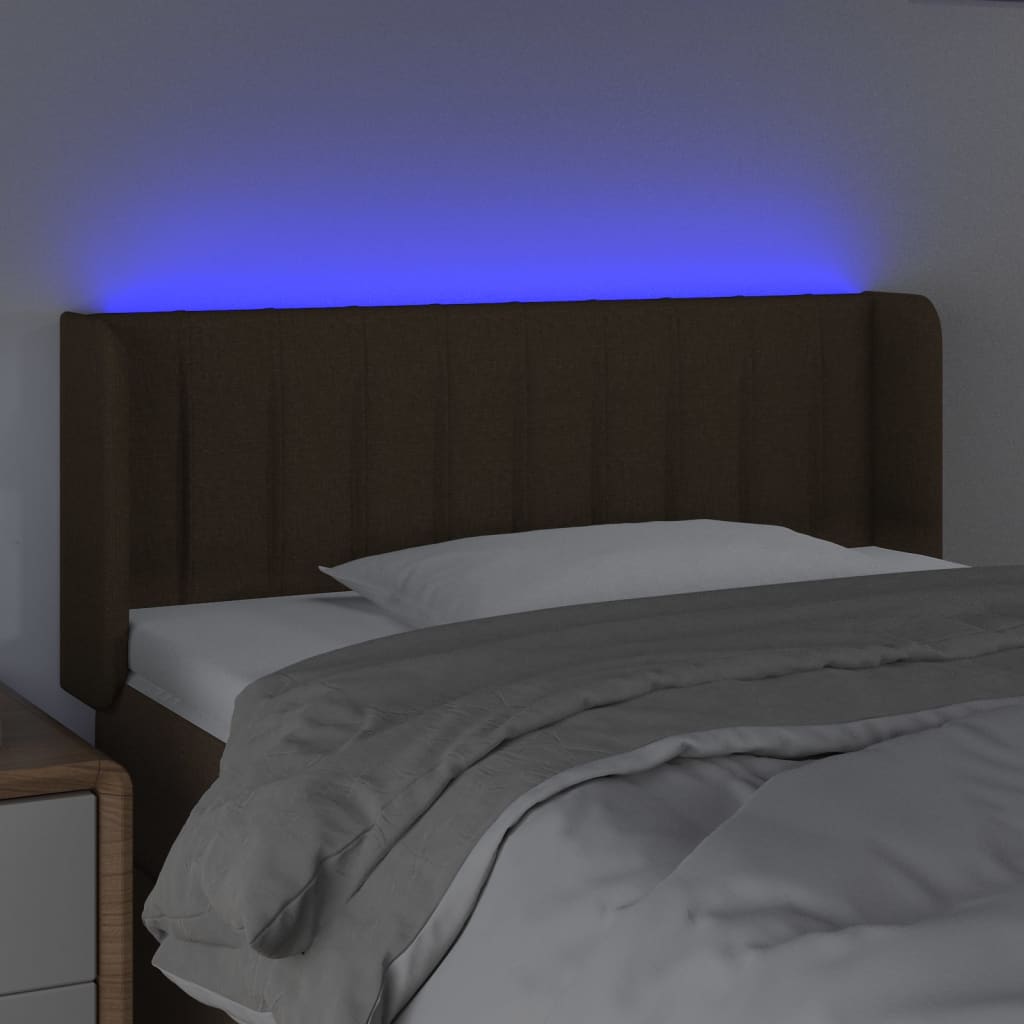 vidaXL Čelo postele s LED tmavohendé 83x16x78/88 cm látka