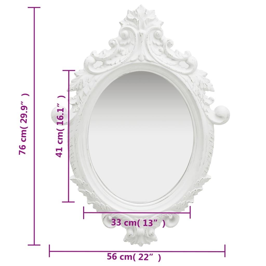 vidaXL Nástenné zrkadlo v zámockom štýle 56x76 cm biele
