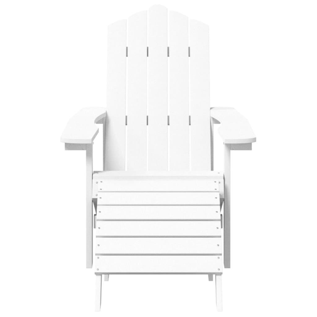 vidaXL Záhradná stolička Adirondack s podnožkou a stolíkom HDPE biela