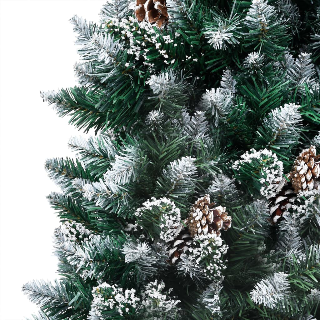 vidaXL Umelý vianočný stromček LED, borovicové šišky, biely sneh 180cm