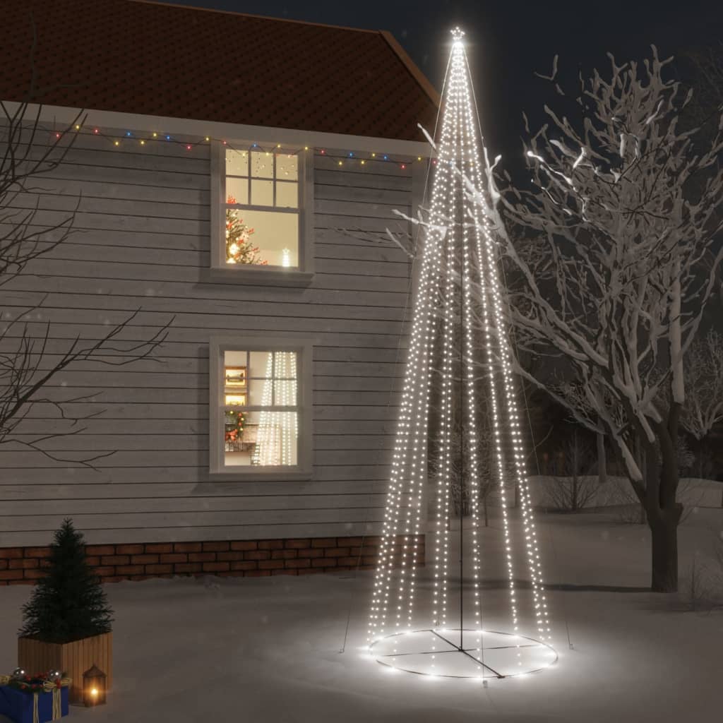 vidaXL Vianočný stromček kužeľ studené biele svetlo 1134 LED 230x800cm