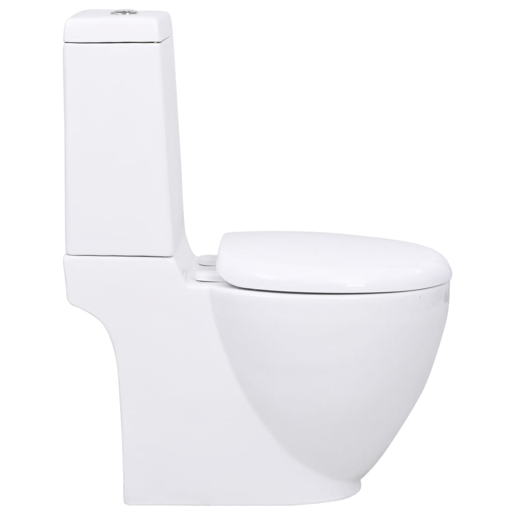 vidaXL Keramická toaleta/WC do kúpeľne, okrúhla, spodný odtok, biela