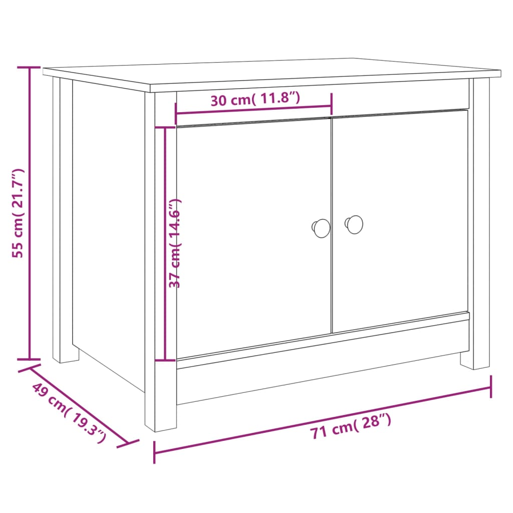 vidaXL Konferenčný stolík sivý 71x49x55 cm borovicový masív