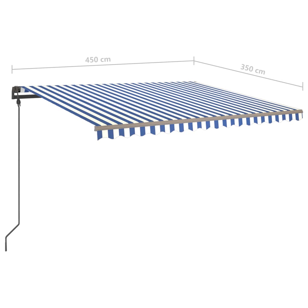 vidaXL Automaticky zaťahovacia markíza so stĺpmi 4,5x3,5 m modro-biela