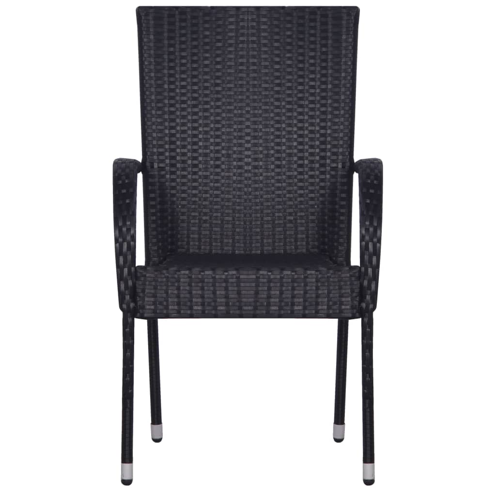 vidaXL Stohovateľné vonkajšie stoličky 2 ks, polyratan, čierne