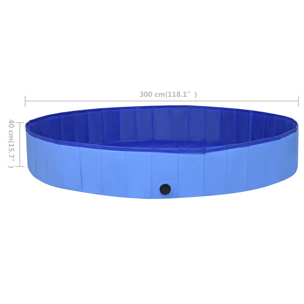 vidaXL Skladací bazén pre psov modrý 300x40 cm PVC