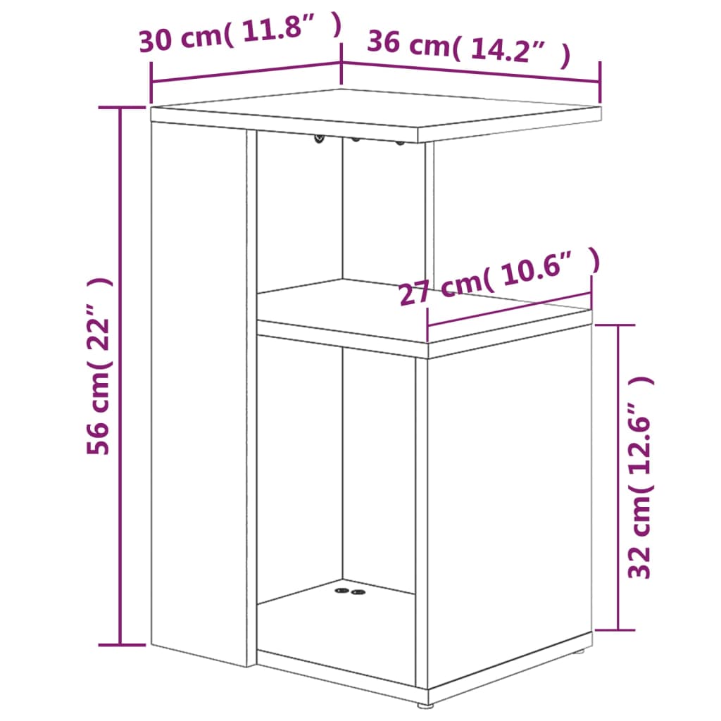 vidaXL Bočný stolík hnedý dub 36x30x56 cm spracované drevo