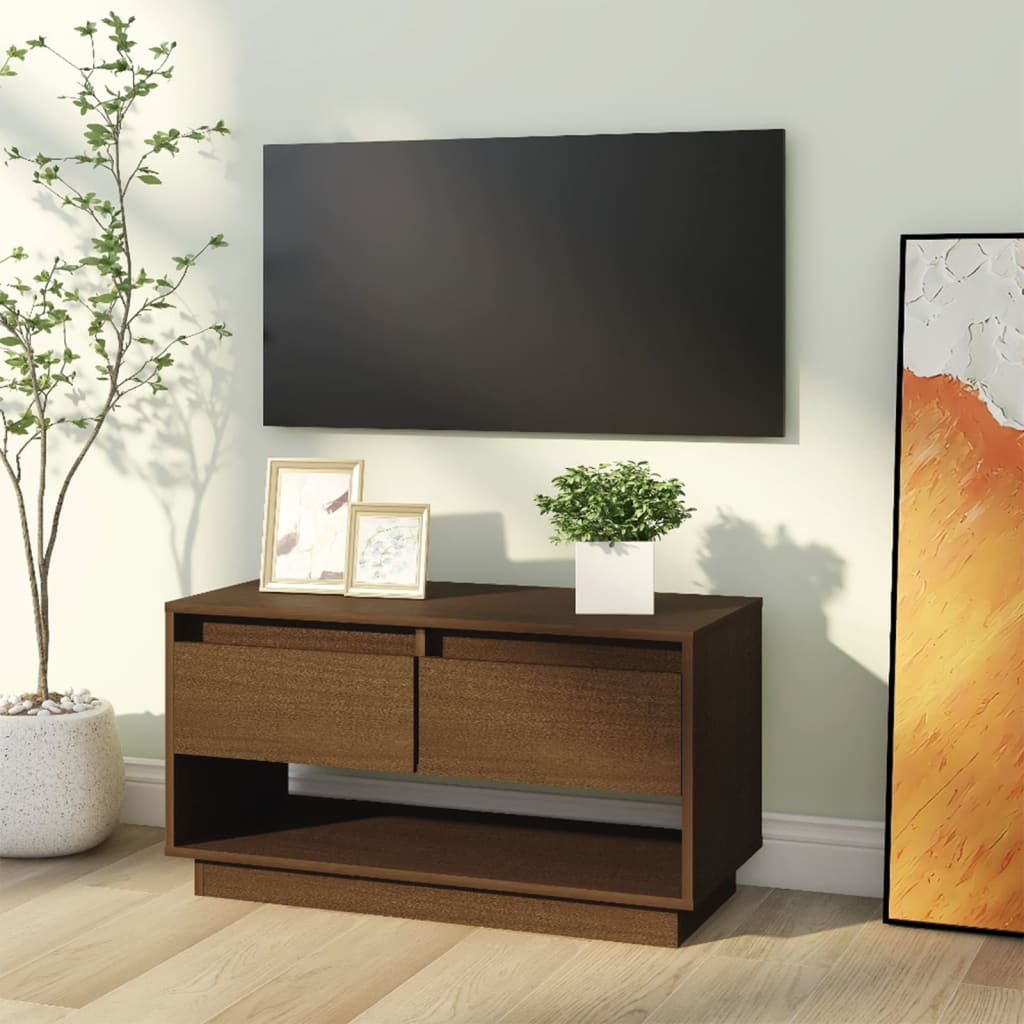 vidaXL TV skrinka medovo-hnedá 74x34x40 cm masívna borovica