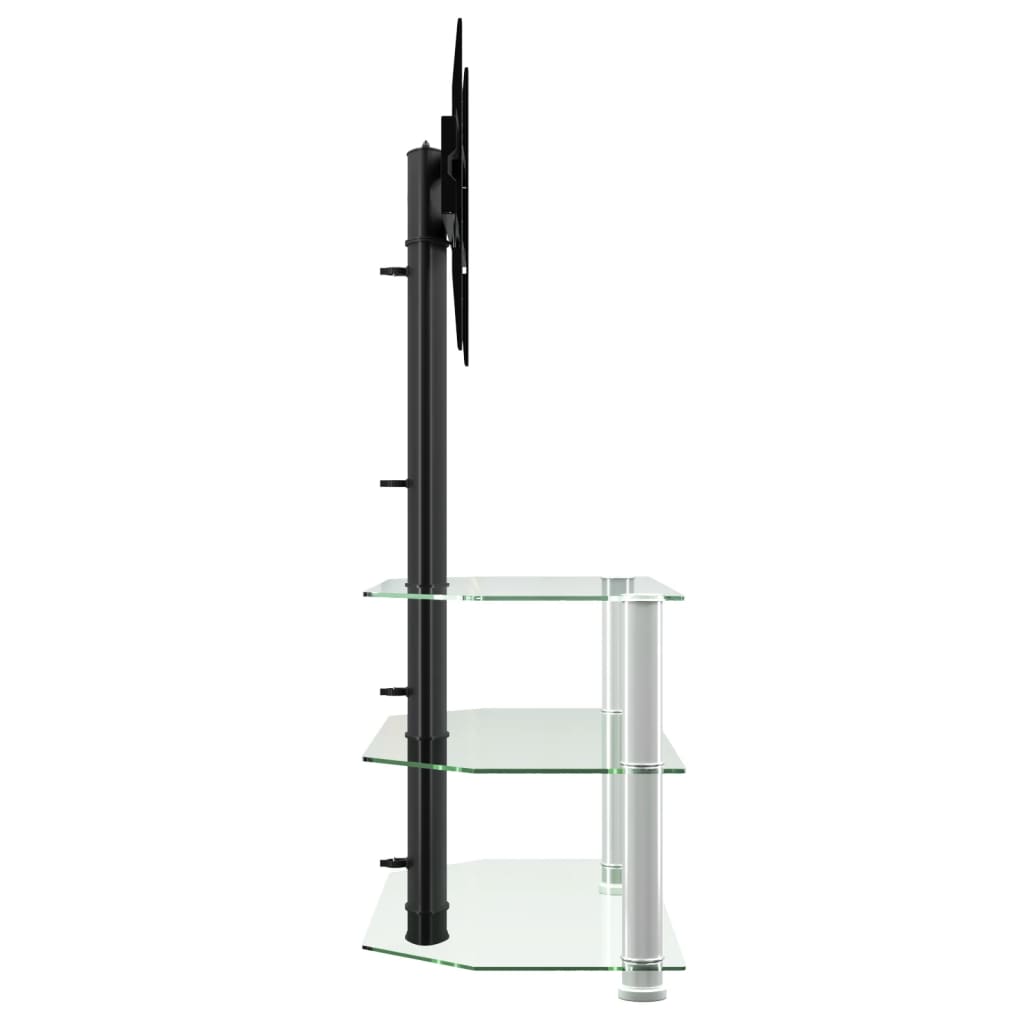 vidaXL Rohový TV stojan 3-vrstvový pre 32-70 palcov čierno-strieborný