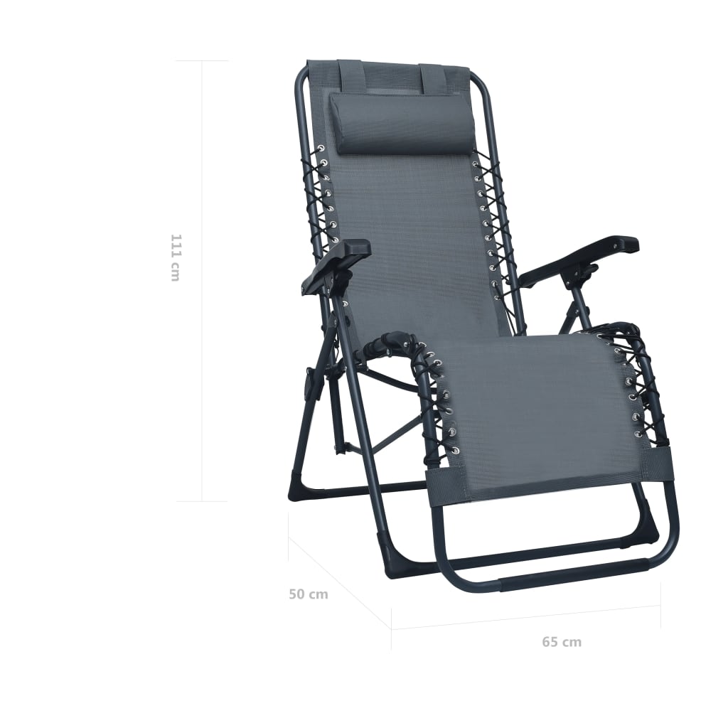 vidaXL Skladacia terasová stolička sivá látková