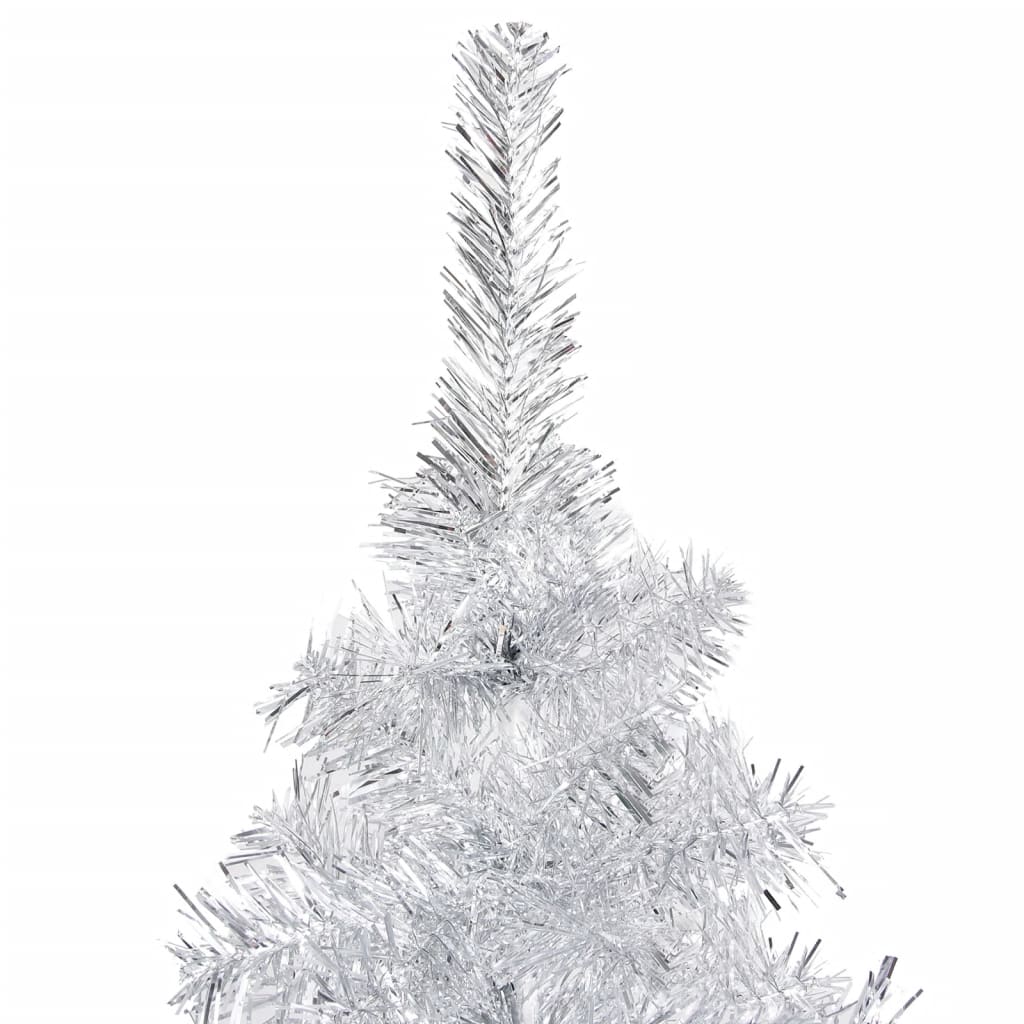 vidaXL Osvetlený umelý vianočný stromček s guľami strieborný 120cm PET