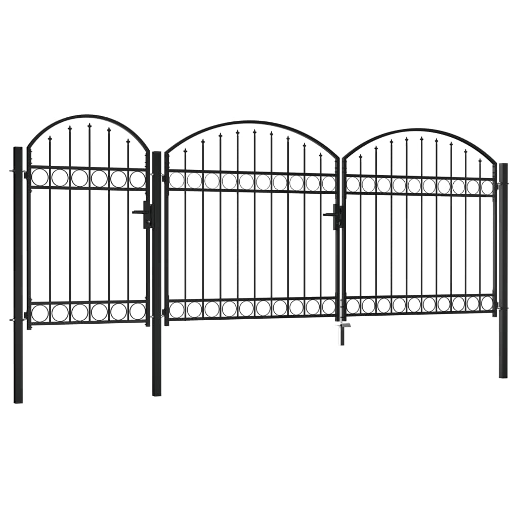 vidaXL Záhradná plotová brána s oblúkom, oceľ 2,25x4 m, čierna