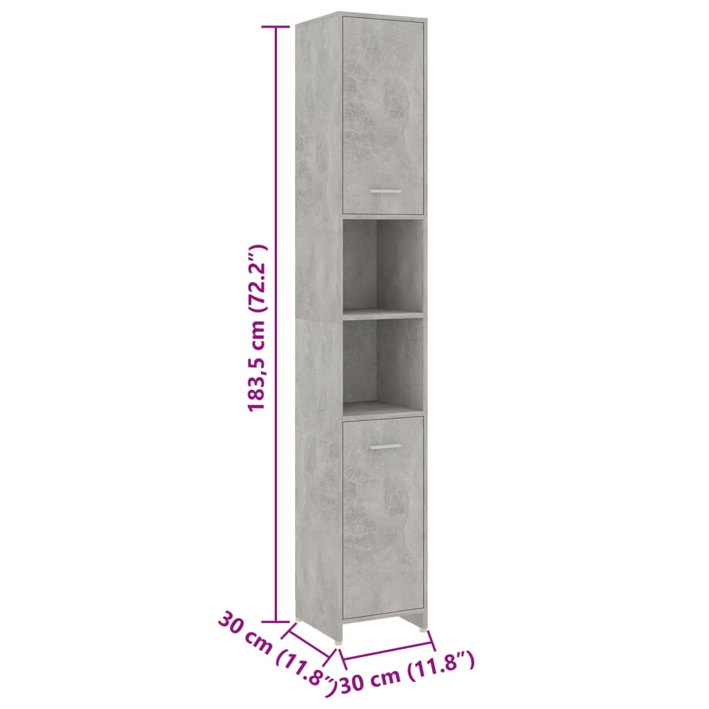 vidaXL 4-dielna súprava kúpeľňového nábytku,betónovo sivá,drevotrieska
