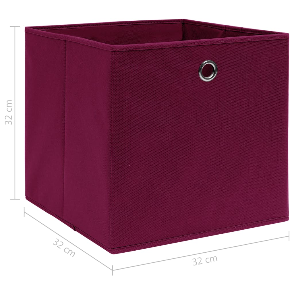vidaXL Úložné boxy 10 ks, tmavočervené 32x32x32 cm, látka