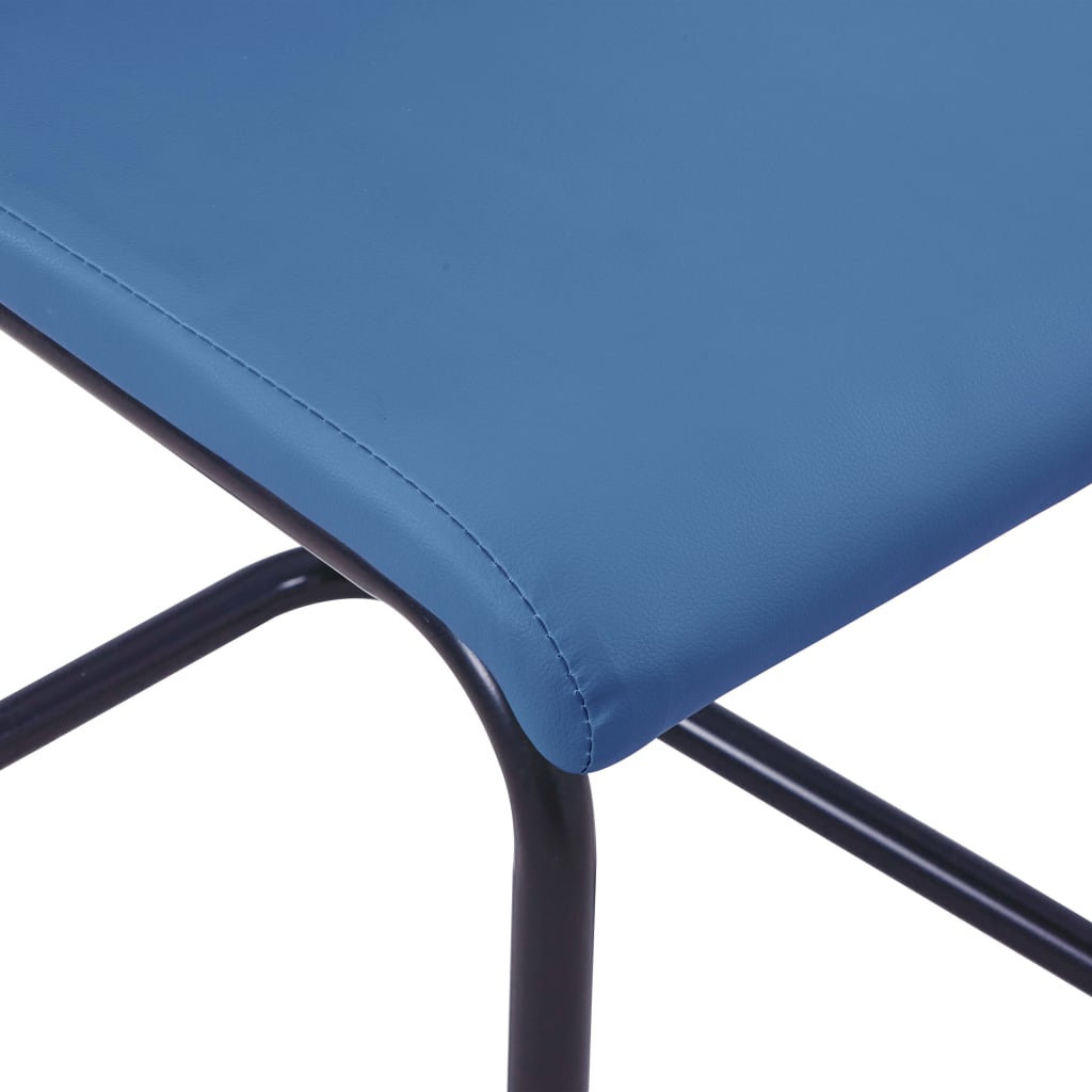 vidaXL Jedálenské stoličky, perová kostra 6 ks, modré, umelá koža