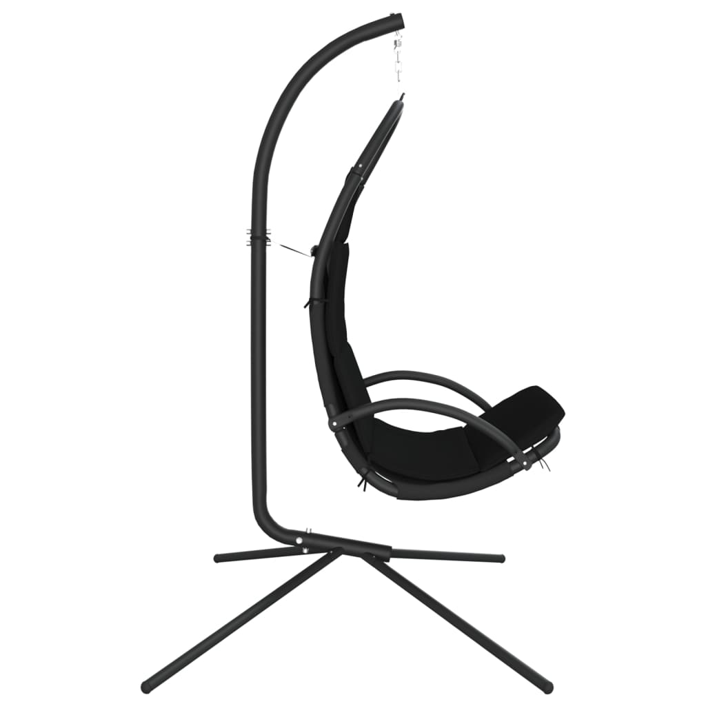 vidaXL Záhradná hojdacia stolička s poduškou čierna oxf. látka a oceľ