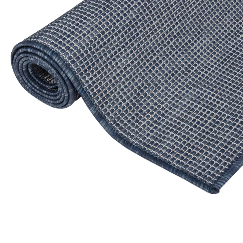 vidaXL Vonkajší koberec s plochým tkaním 140x200 cm modrý