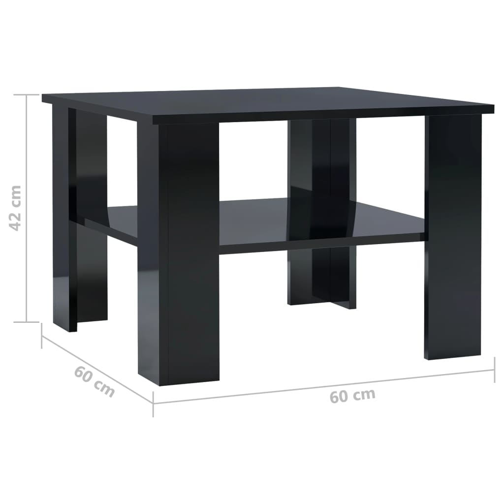 vidaXL Konferenčný stolík lesklý čierny 60x60x42 cm drevotrieska
