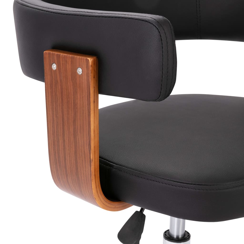 vidaXL Otočné jedálenské stoličky 4 ks čierne ohýbané drevo+umelá koža