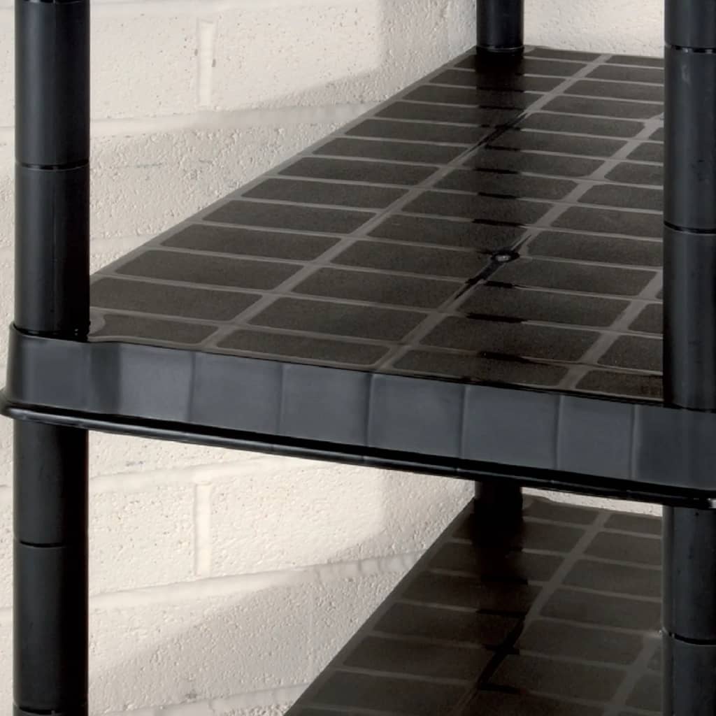 vidaXL Regál s 5 úložnými poličkami čierny 340x40x185 cm plastový