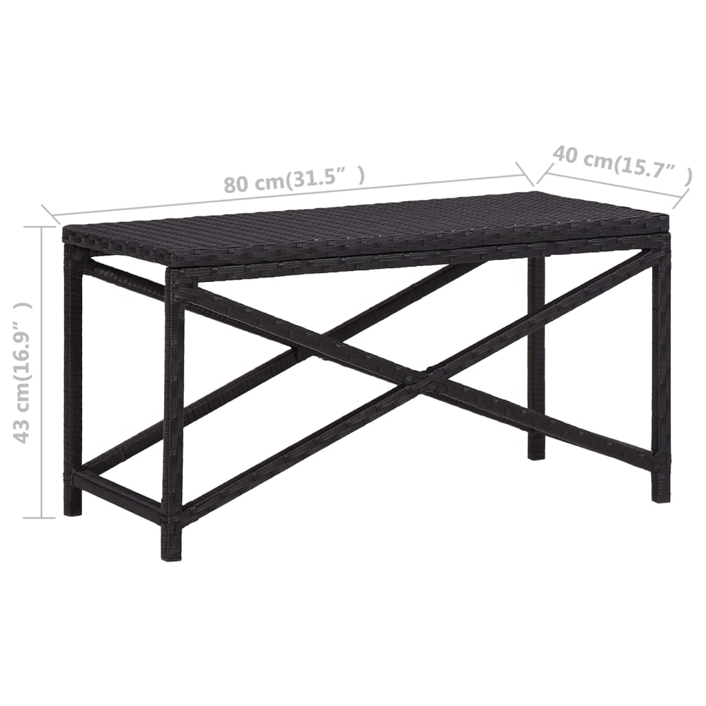vidaXL Záhradná lavička čierna 80 cm polyratanová