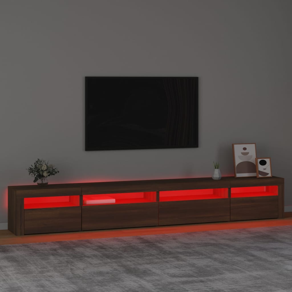 vidaXL TV skrinka s LED svetlami hnedý dub 270x35x40 cm