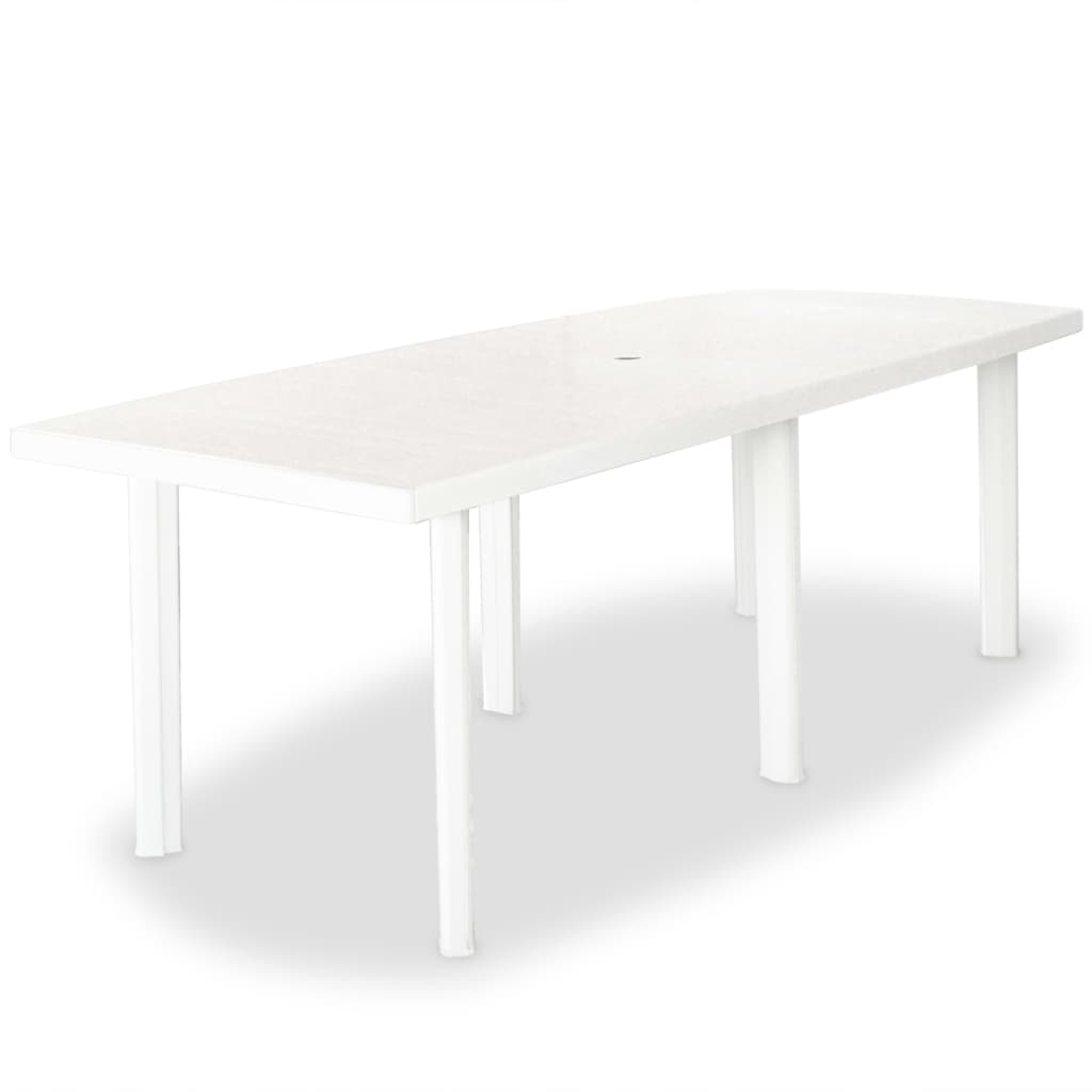 vidaXL Záhradný stôl, biely 210x96x72 cm, plast