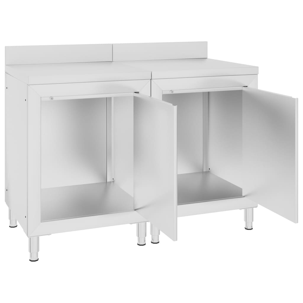 vidaXL Gastro pracovný stôl so skrinkami 120x60x96 cm nehrdzavejúca oceľ
