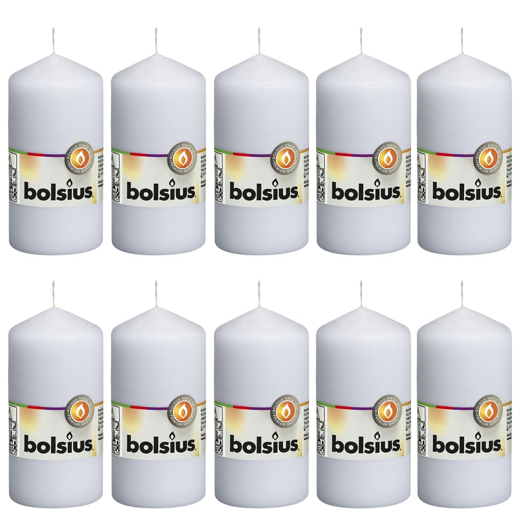 Bolsius Valcové sviečky 10 ks 120x58 mm biele