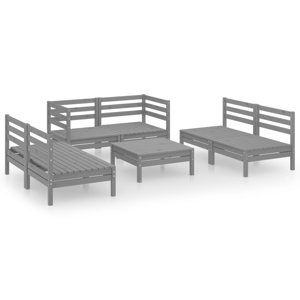 vidaXL 7-dielna záhradná sedacia súprava sivá borovicový masív