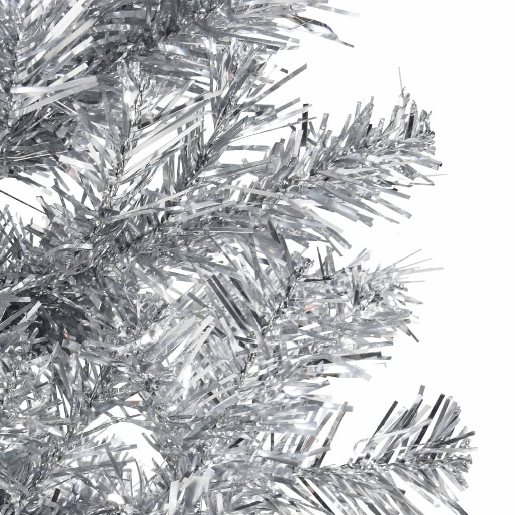 vidaXL Umelý vianočný polovičný stromček s podstavcom strieborný 150cm
