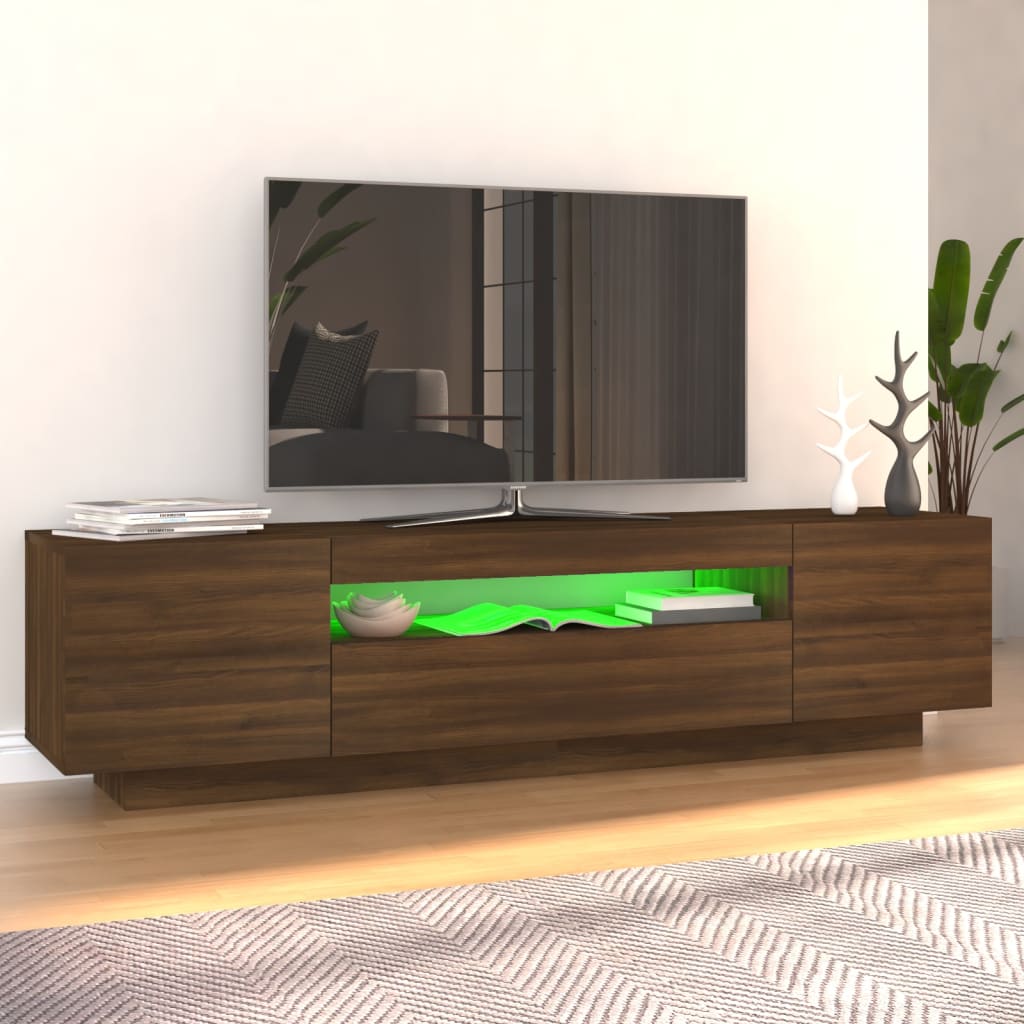 vidaXL TV skrinka s LED, hnedý dub 160x35x40 cm
