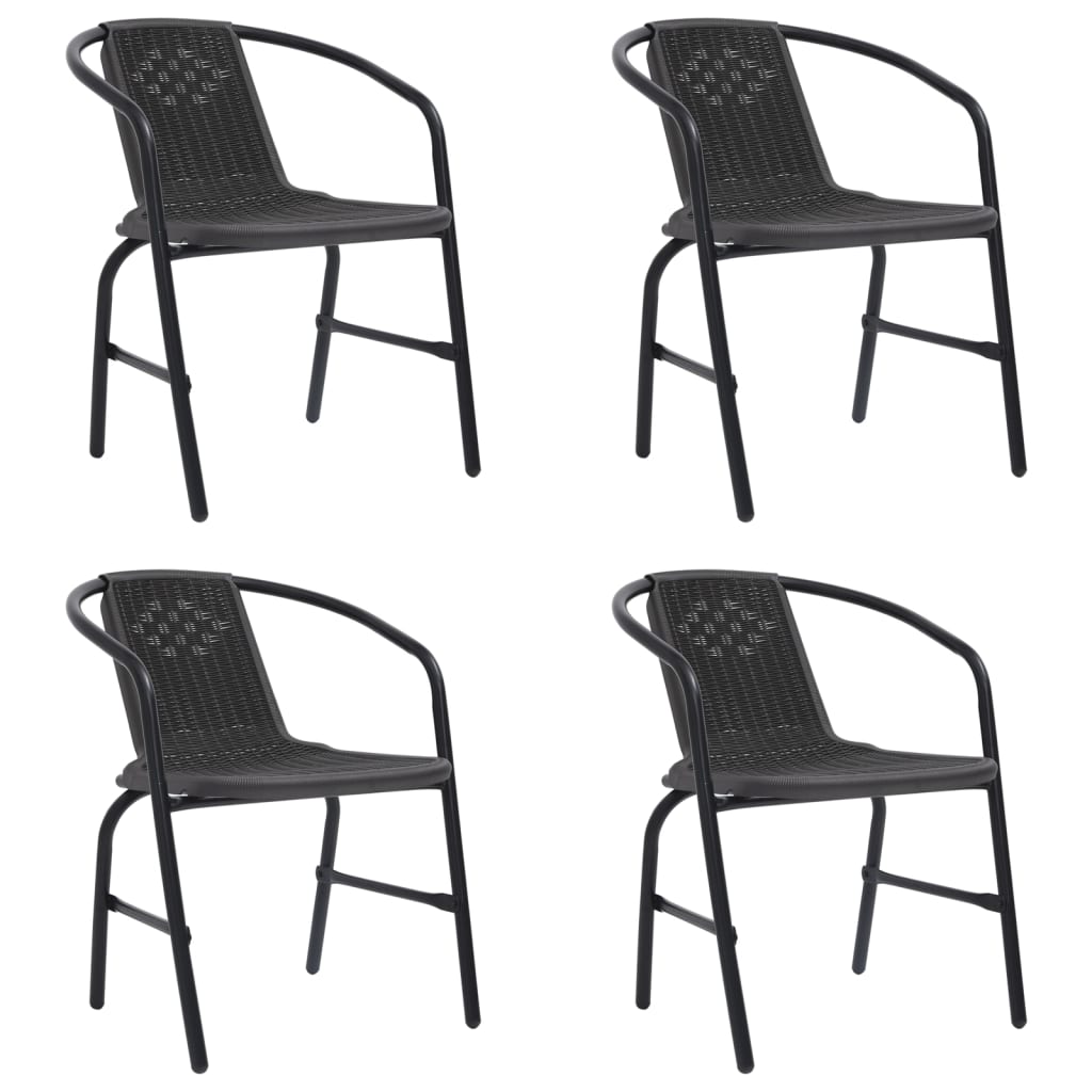 vidaXL Záhradné stoličky 4 ks plastový ratan a oceľ 110 kg