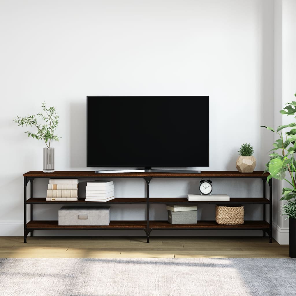 vidaXL TV skrinka hnedý dub 180x30x50 cm kompozitné drevo a kov