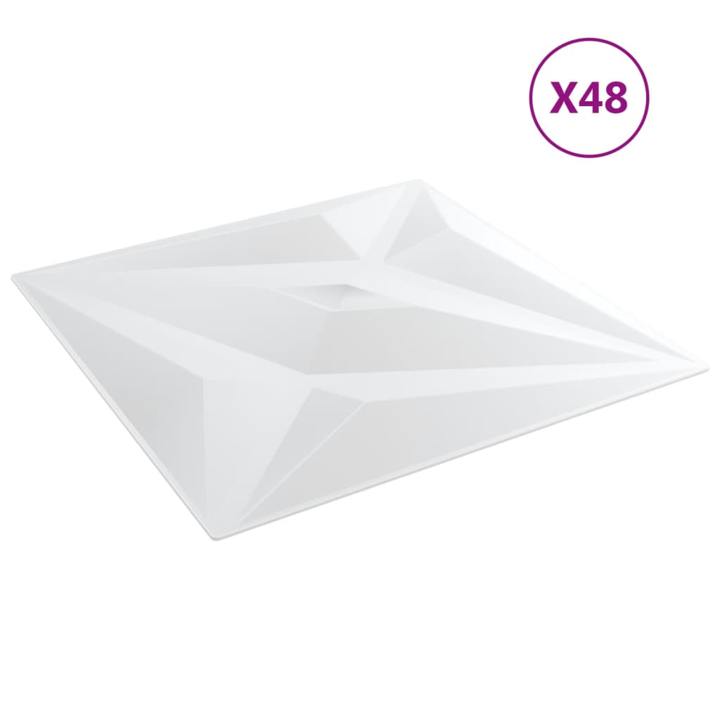 vidaXL Nástenné panely 48 ks, biele 50x50 cm, XPS 12 m² hviezda