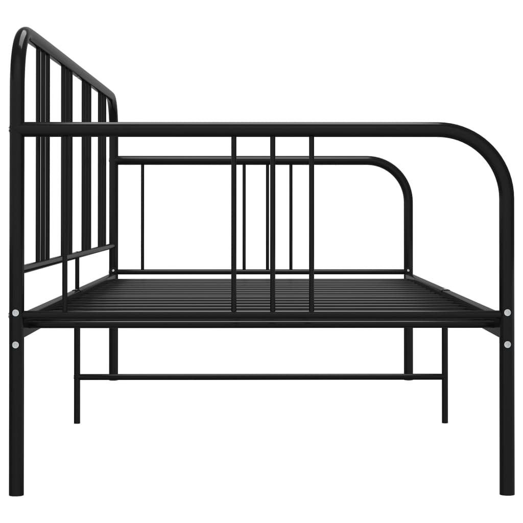 vidaXL Rám dennej postele, čierny, kov 90x200 cm