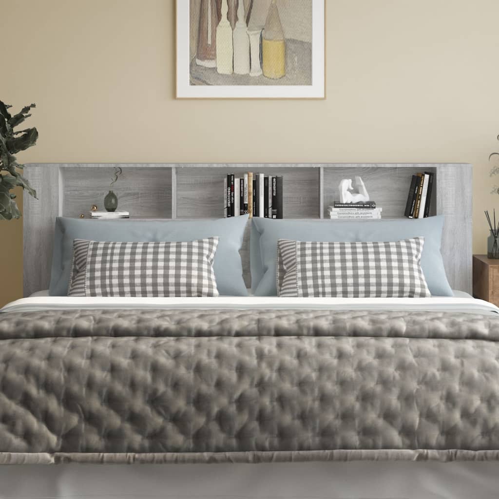 vidaXL Čelo postele so skrinkou sivý dub sonoma 220x18,5x104,5 cm