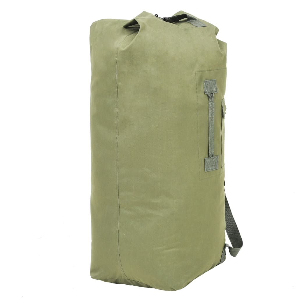 vidaXL Cestovná taška vo vojenskom štýle 85 l olivovo-zelená