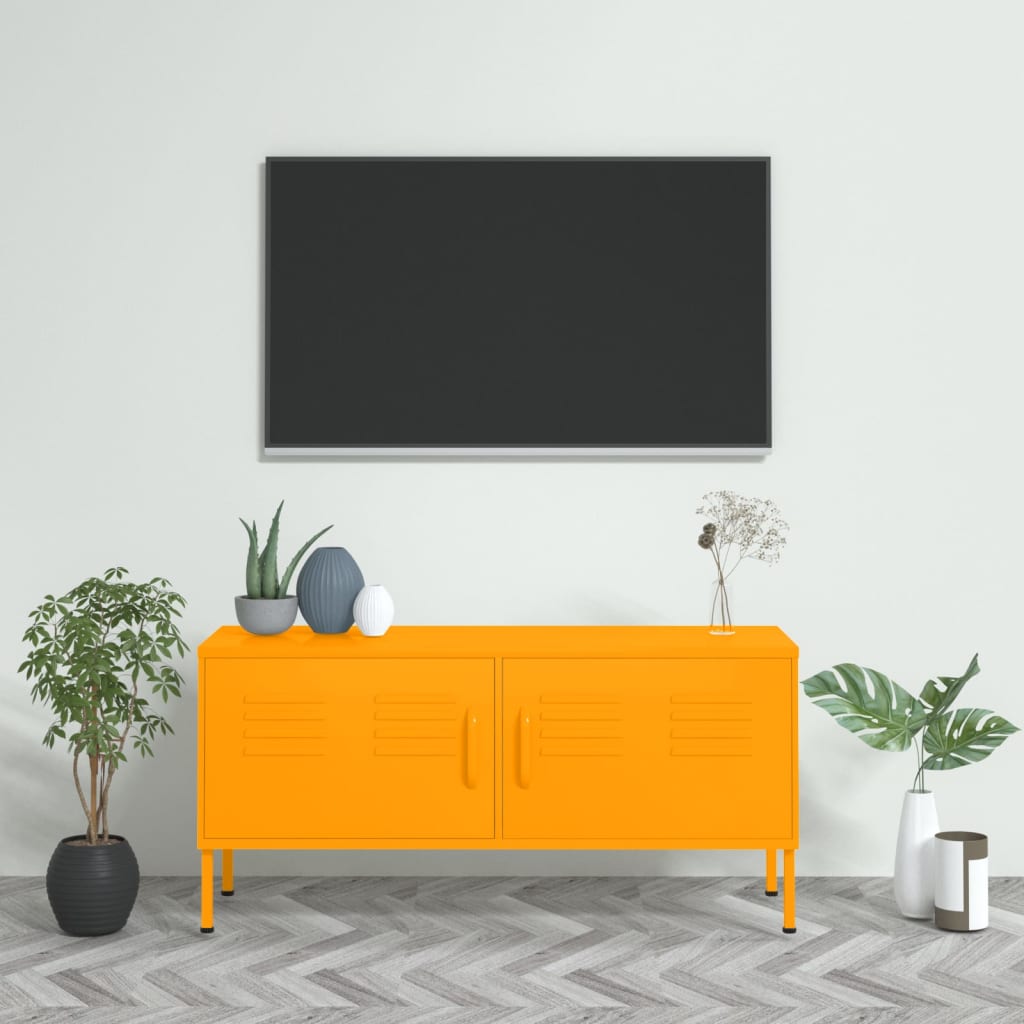 vidaXL TV skrinka horčicovo-žltá 105x35x50 cm oceľ