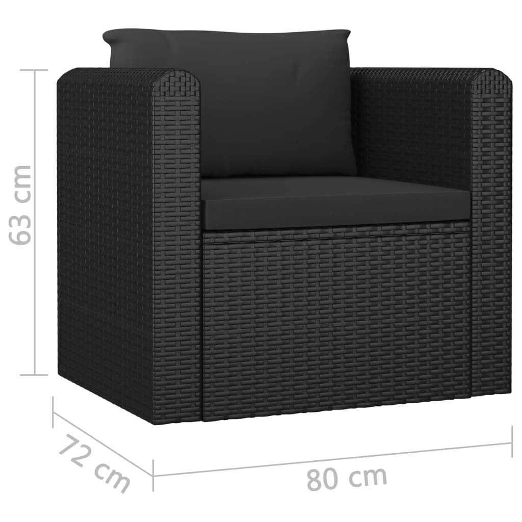 vidaXL 10-dielna záhradná sedacia súprava s vankúšmi čierna polyratanová