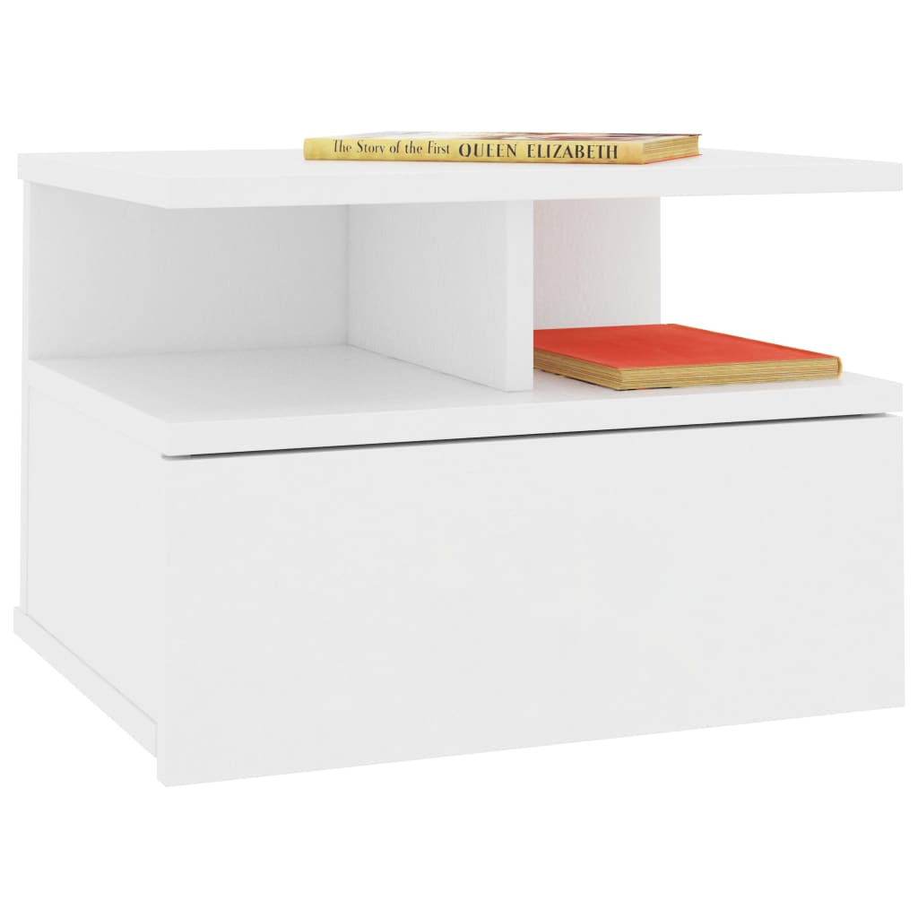 vidaXL Nástenný nočný stolík, biely 40x31x27 cm, kompozitné drevo