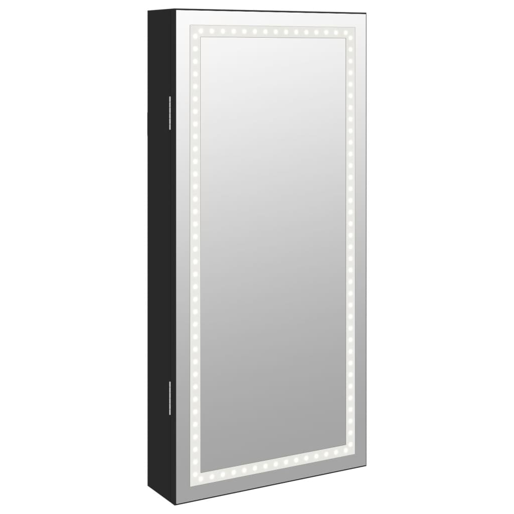 vidaXL Zrkadlová skrinka na šperky s LED svetlami nástenná čierna
