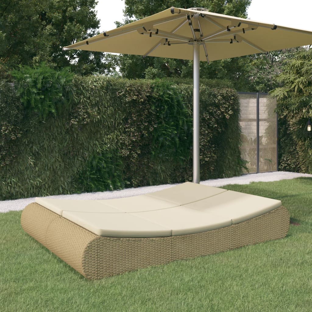 vidaXL Záhradná posteľ, polyratan, béžová