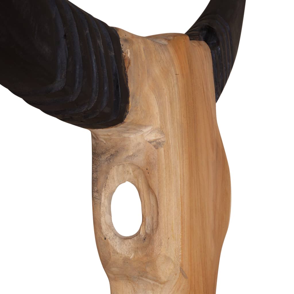 vidaXL Nástenná socha lebky býka teakové drevo 69x6x60 cm
