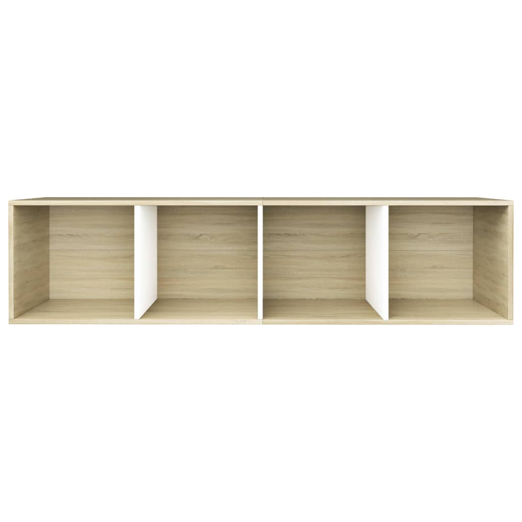 vidaXL Knižnica/TV skrinka, biela+sonoma 36x30x143cm, kompozitné drevo