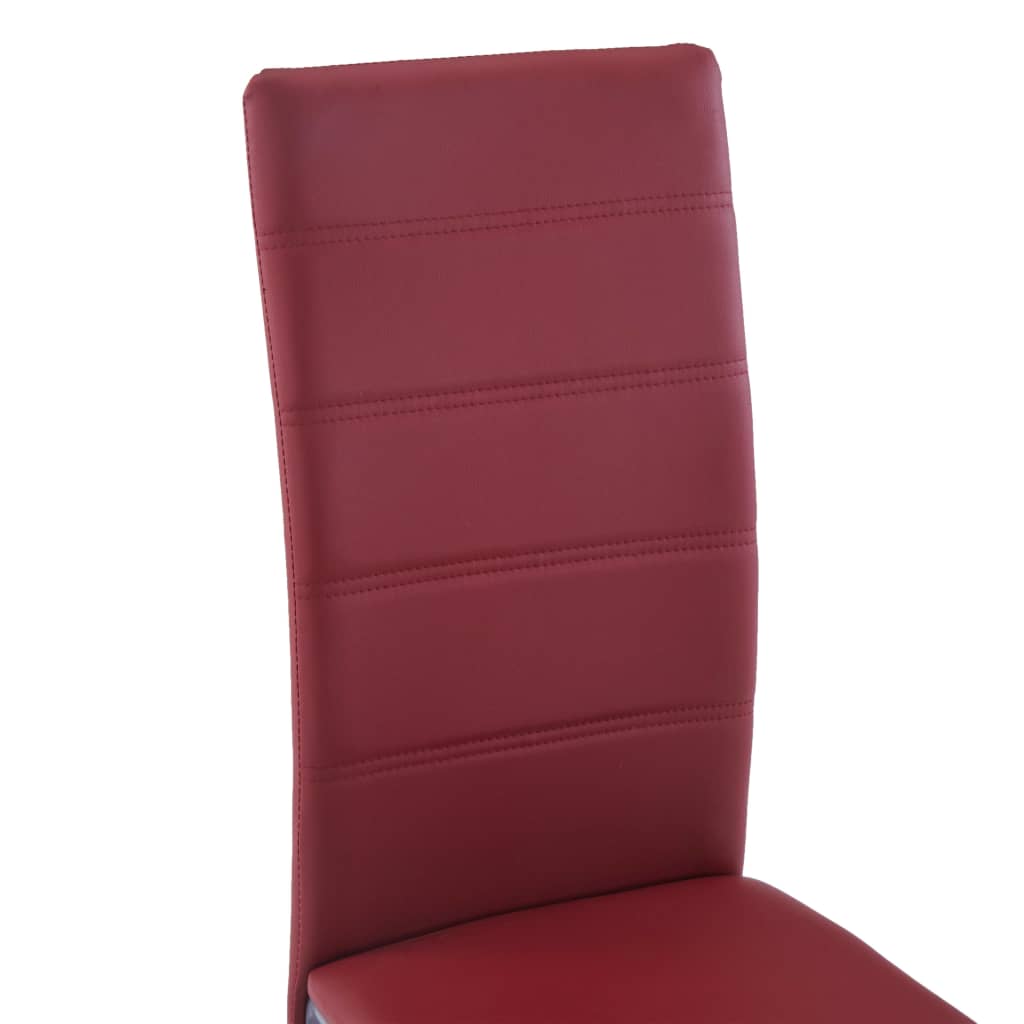 vidaXL Jedálenské stoličky, perová kostra 4 ks, červené, umelá koža