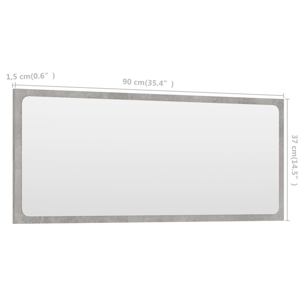 vidaXL Kúpeľňové zrkadlo, betónovo sivé 90x1,5x37 cm, kompozitné drevo